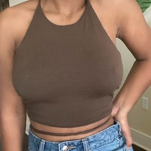 Olive Green Tied Crop Top